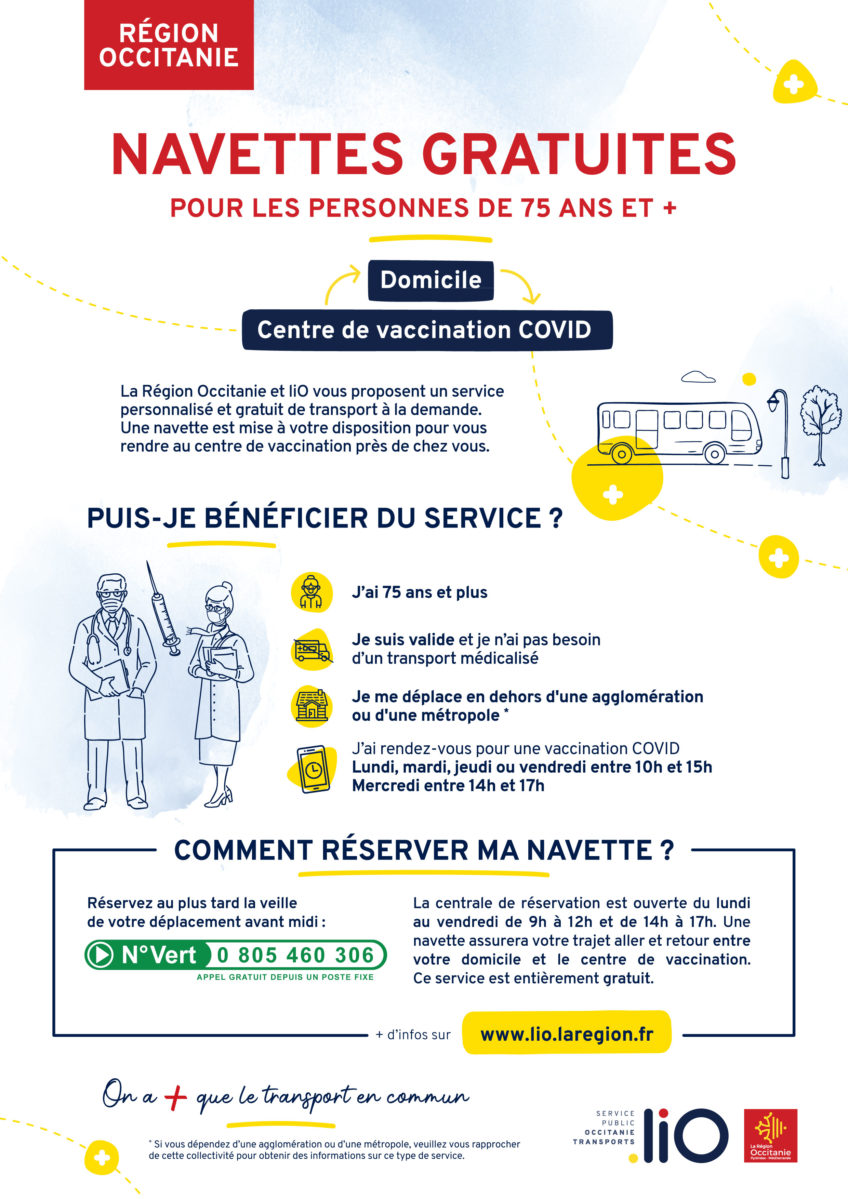 NAVETTES GRATUITES POUR LES CENTRES DE VACCINATION COVID.