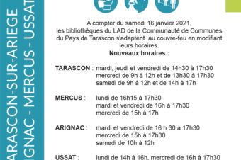 BIBLIOTHÈQUES : HORAIRES COUVRE-FEU ET SÉLECTION DU MOIS.