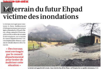 LE TERRAIN DE BANAT ENVISAGÉ POUR LE FUTUR EHPAD INONDÉ.