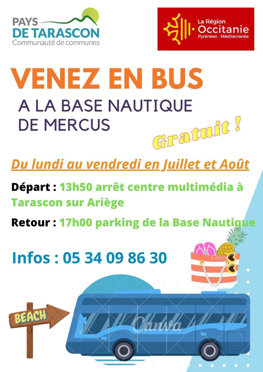 BASE NAUTIQUE DE MERCUS : UNE NAVETTE GRATUITE.