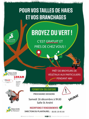 PRÊT GRATUIT DE BROYEUR À VÉGÉTAUX : FORMATION À SAURA