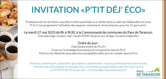 ÉCONOMIE : PETIT DÉJ’ ÉCO “PLUI-H” POUR LES PROFESSIONNELS