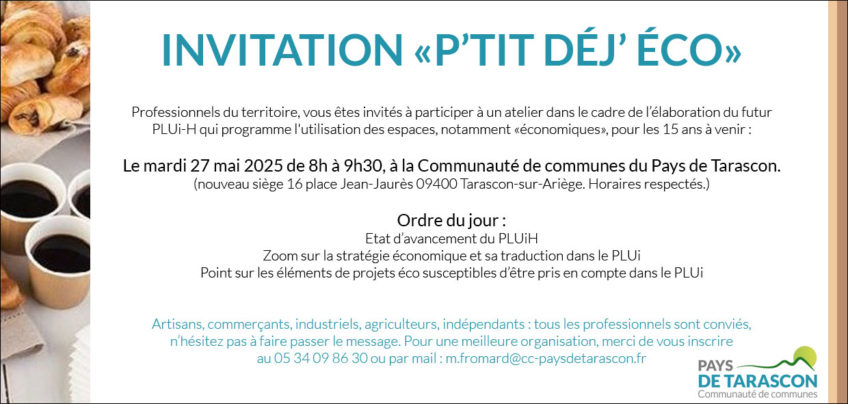 ÉCONOMIE : PETIT DÉJ’ ÉCO “PLUI-H” POUR LES PROFESSIONNELS